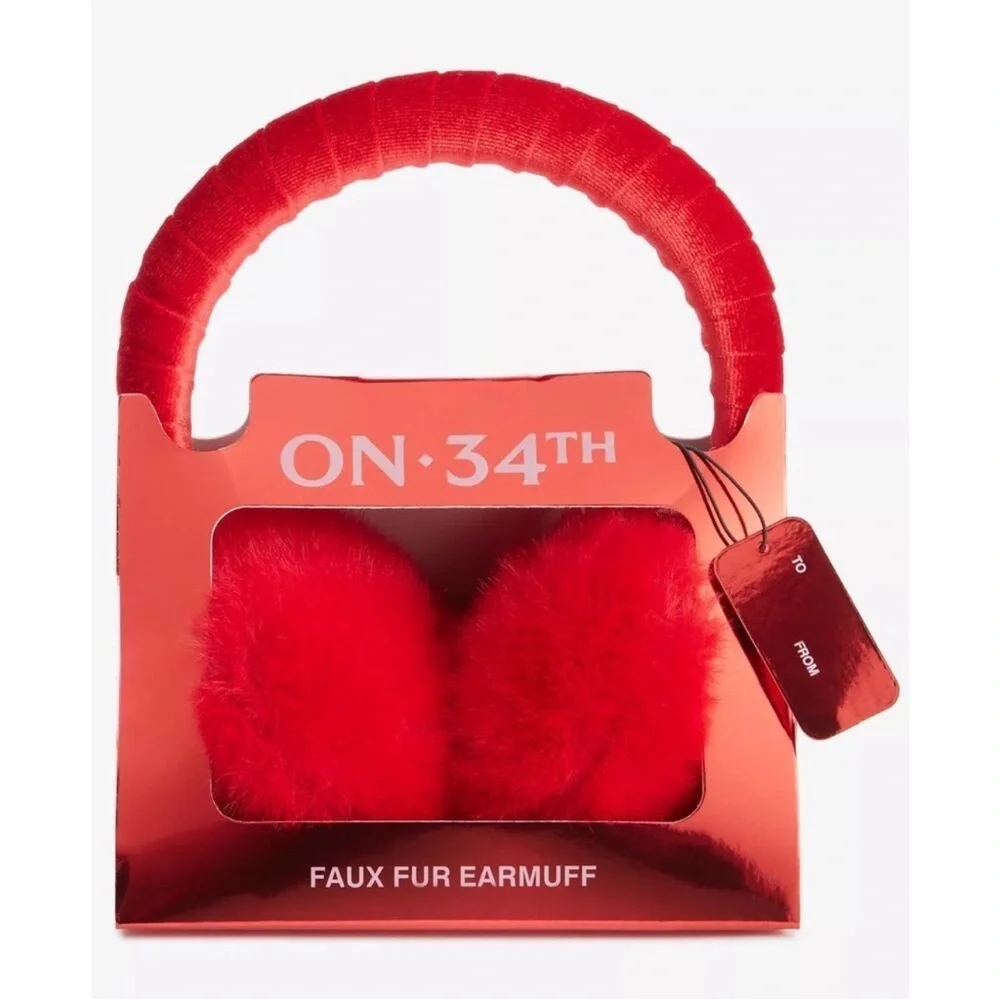 4/$25**NEW ON 34th Women's Faux Fur with Velvet Band Earmuffs (O/S,Red) - Picture 1 of 2